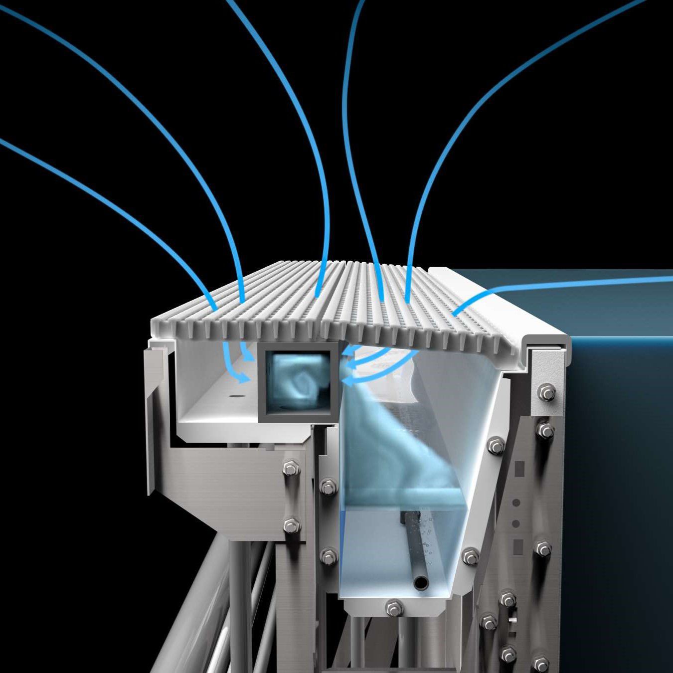 Myrtha Breathe pool deck air purification system